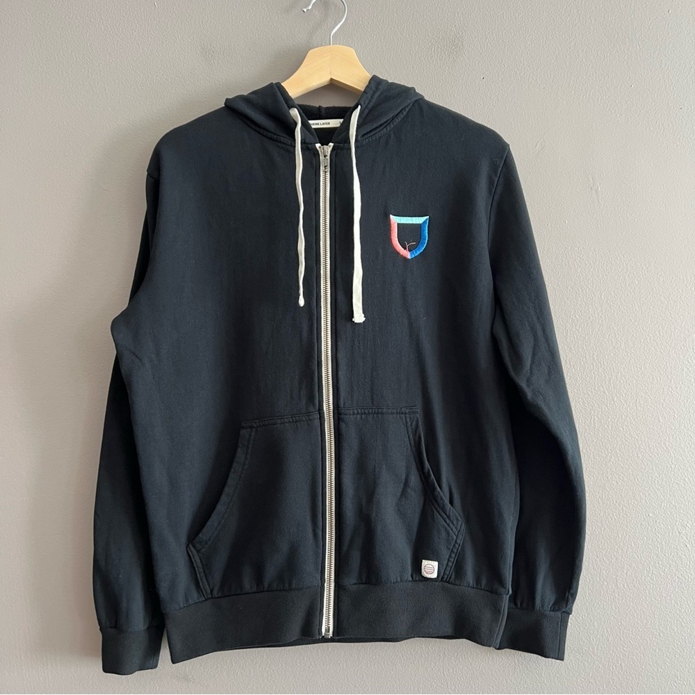Marine Layer Afternoon Full Zip Hoodie Mens Modal Stretch Black M *Logo